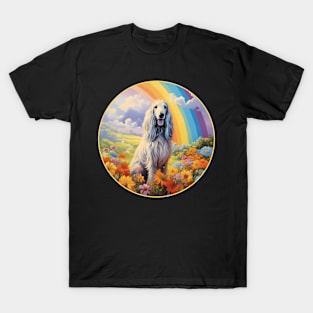 Colorful Afghan Hound Rainbow Flower Dog Art T-Shirt